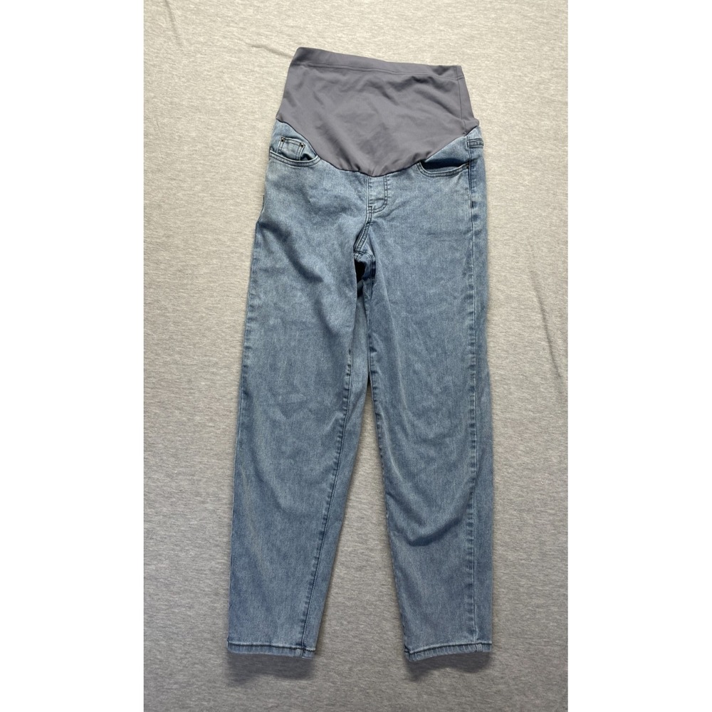 Womens Over The-Bump Band Jeans Medium (Fits 31x27.5) Blue Denim Boho Streetwear